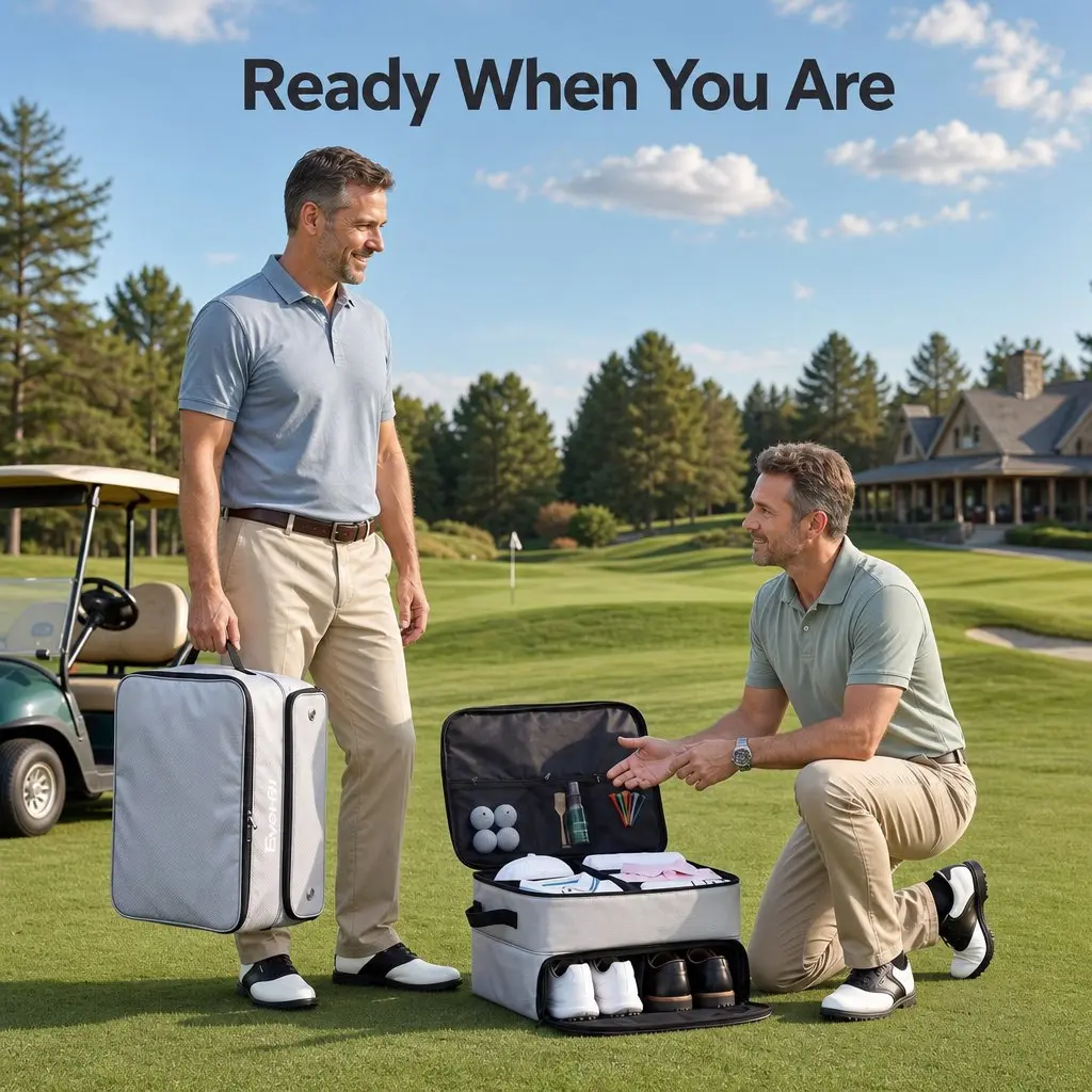 Golf Trunk Organizer Grey 2-Tier Ventilated Shoe Compartment