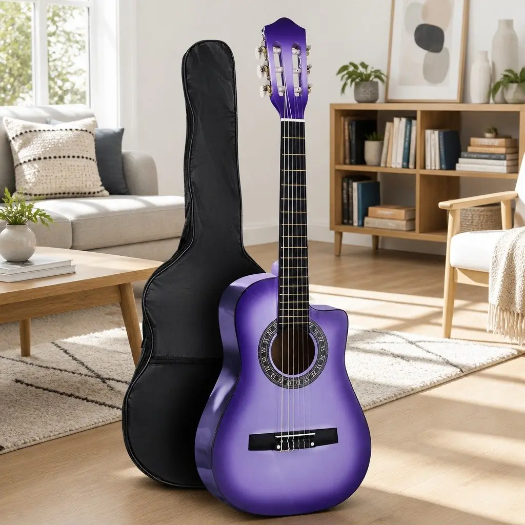 34 Inch Classical Guitar Purple Nylon String Wooden Body Beginner Kids Learning