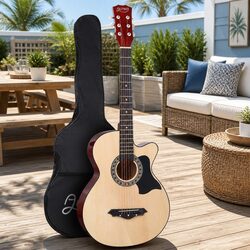Compact 38 Inch Acoustic Guitar with Cutaway Design
