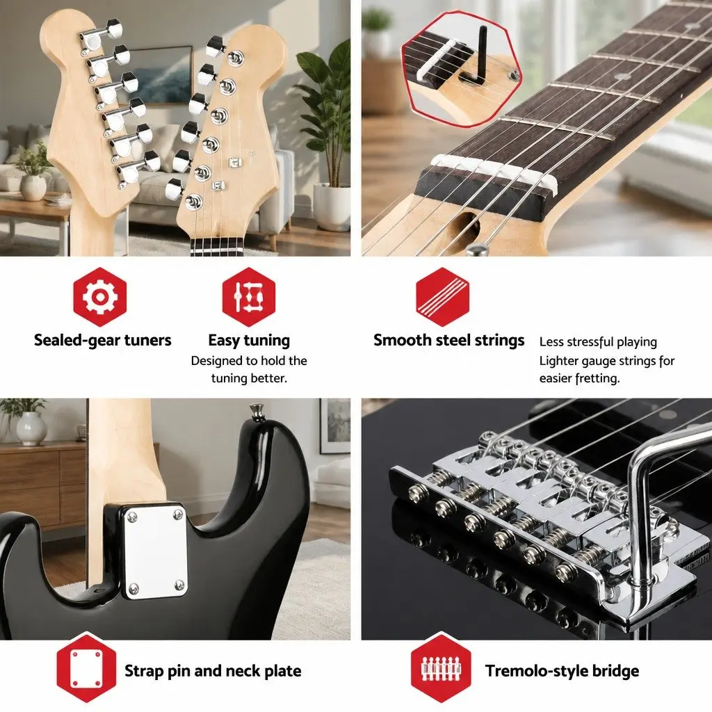 Electric Guitar Black 41 Inch Solid Body Humbucker Pickups 3-Way Switch