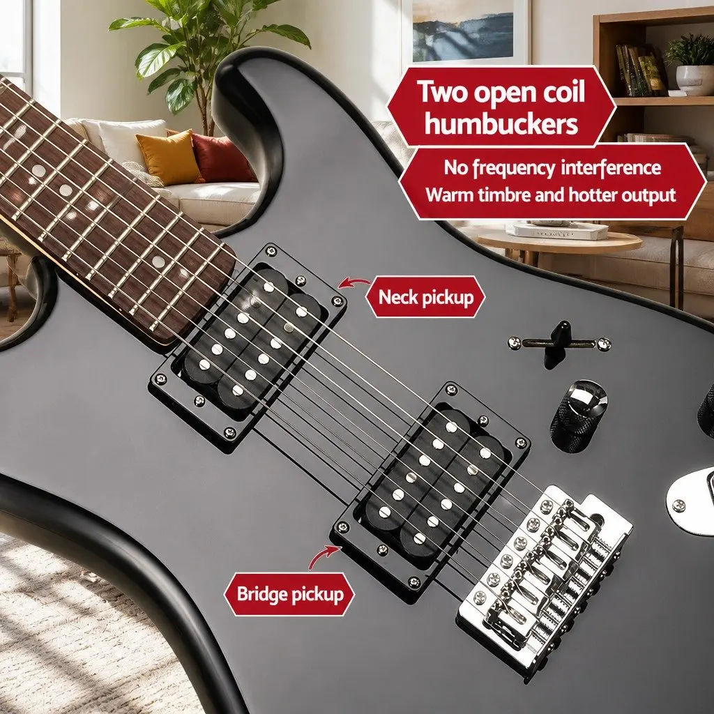 Electric Guitar Black 41 Inch Solid Body Humbucker Pickups 3-Way Switch