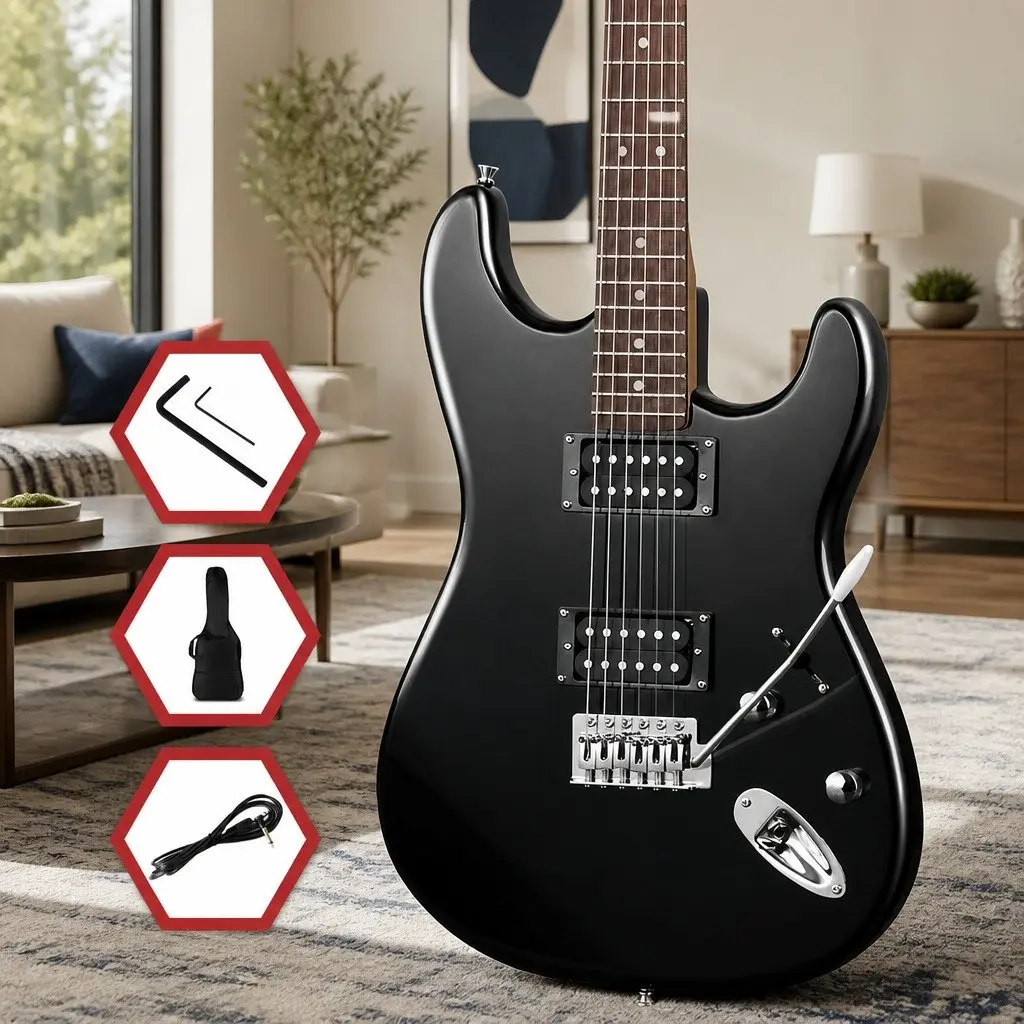 Electric Guitar Black 41 Inch Solid Body Humbucker Pickups 3-Way Switch