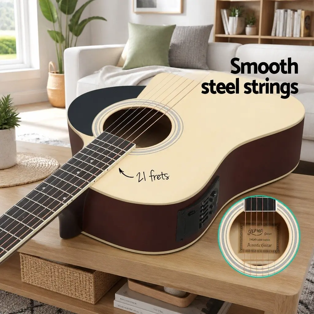 41 Inch Acoustic Guitar 5-Band EQ Cutaway Electric Output Stand Included