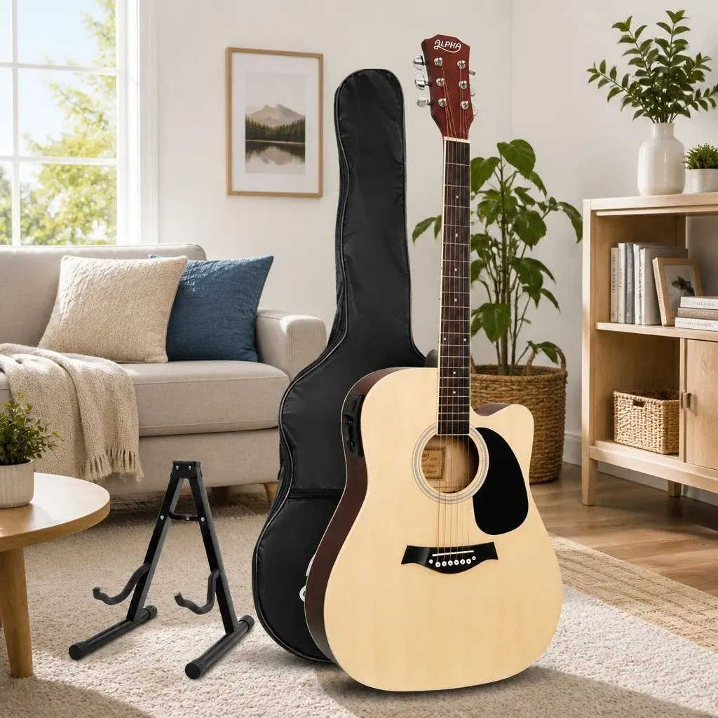 41 Inch Acoustic Guitar 5-Band EQ Cutaway Electric Output Stand Included