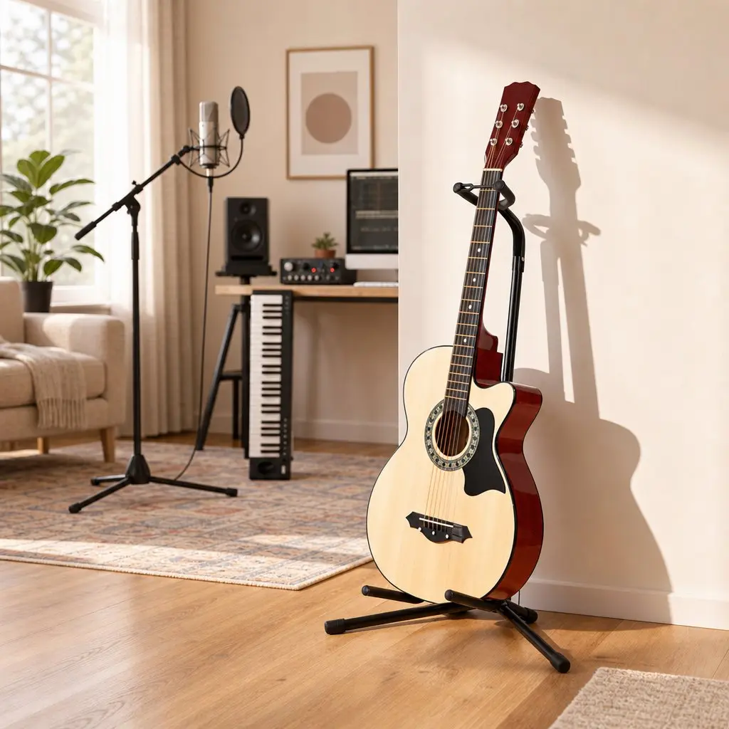 Guitar Stand Black Adjustable Folding A-Frame Iron Holder
