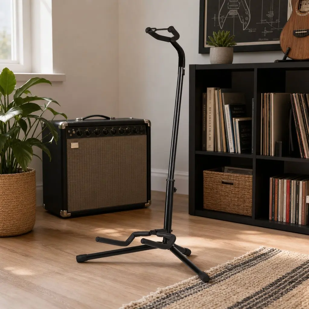 Guitar Stand Black Adjustable Folding A-Frame Iron Holder