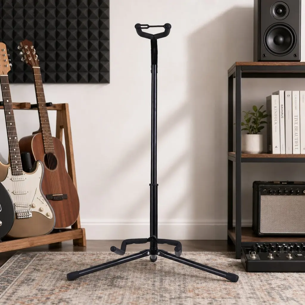 Guitar Stand Black Adjustable Folding A-Frame Iron Holder