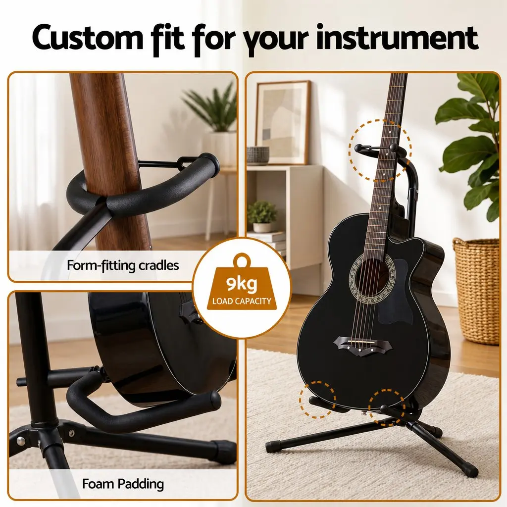 Guitar Stand Black Adjustable Folding A-Frame Iron Holder