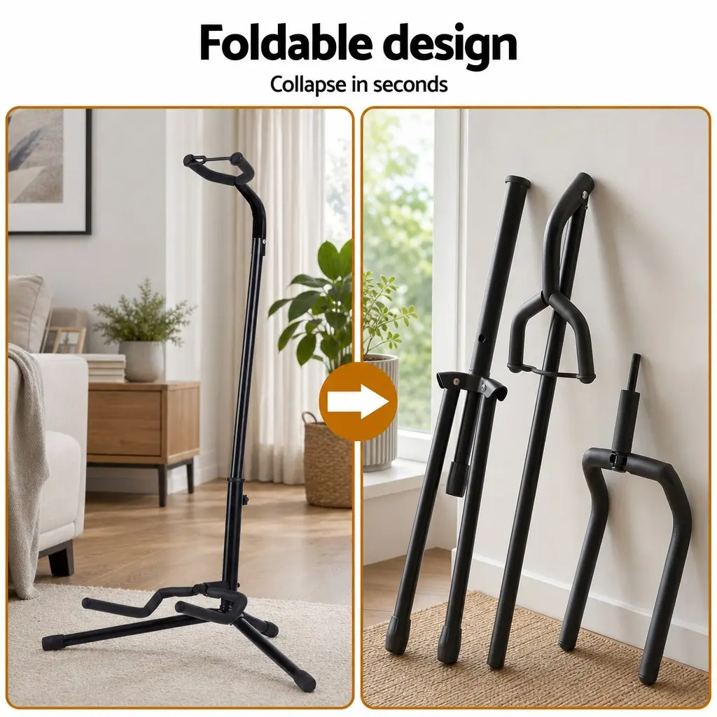 Guitar Stand Black Adjustable Folding A-Frame Iron Holder