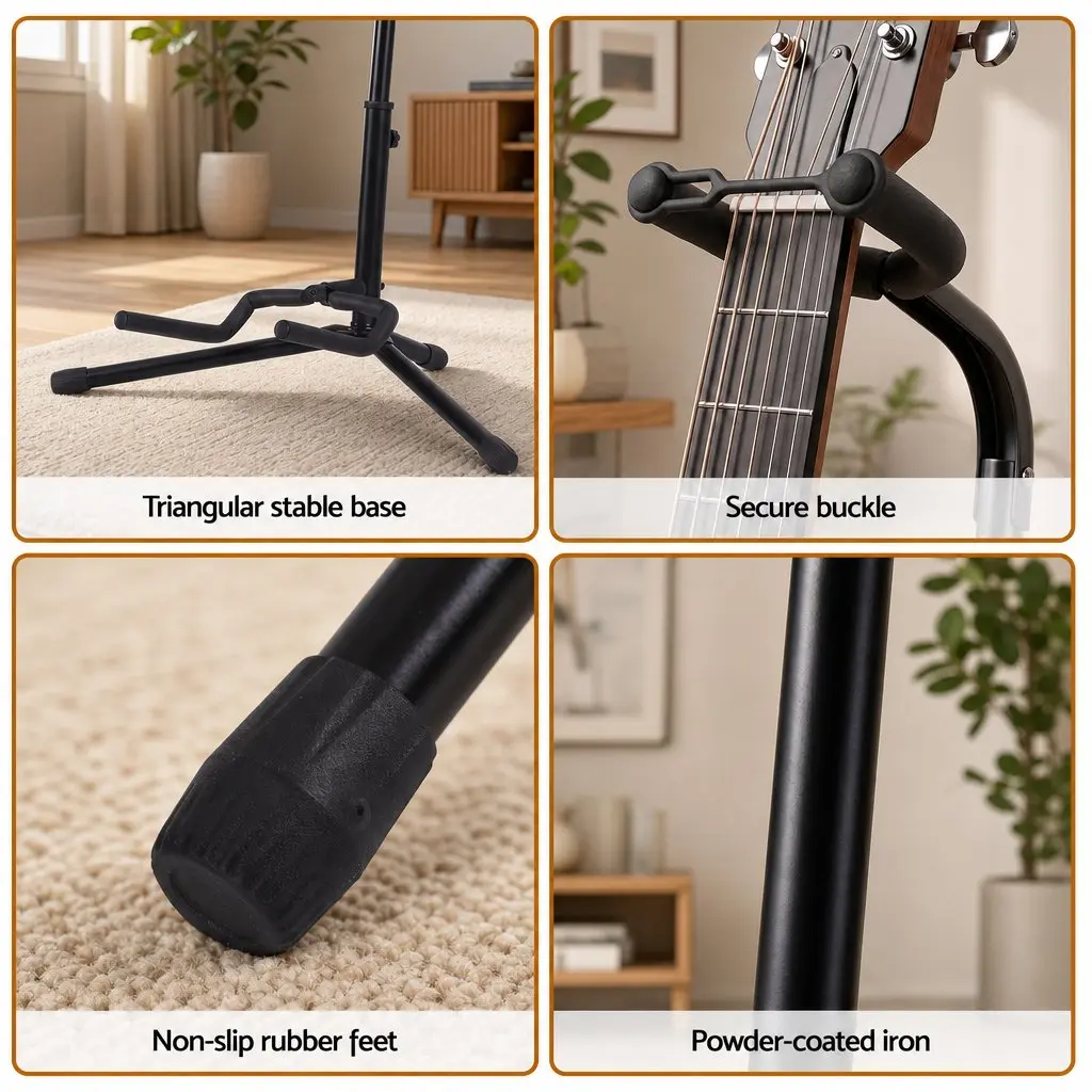 Guitar Stand Black Adjustable Folding A-Frame Iron Holder