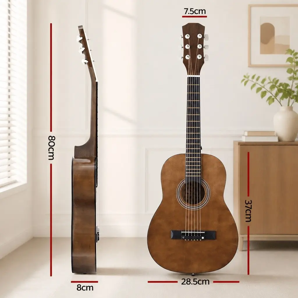 Steel String Acoustic Guitar Black 31 Inch Compact Portable with Gig Bag