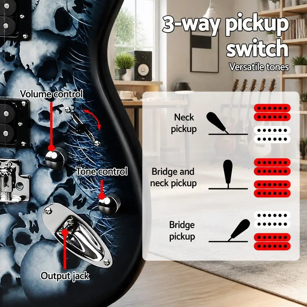 Electric Guitar Blue 20W Amplifier Combo Set Beginner Music Instrument Kit