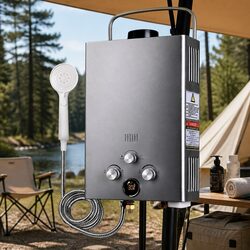 Portable Gas Water Heater with 12V Pump Outdoor Camping Shower Heating System