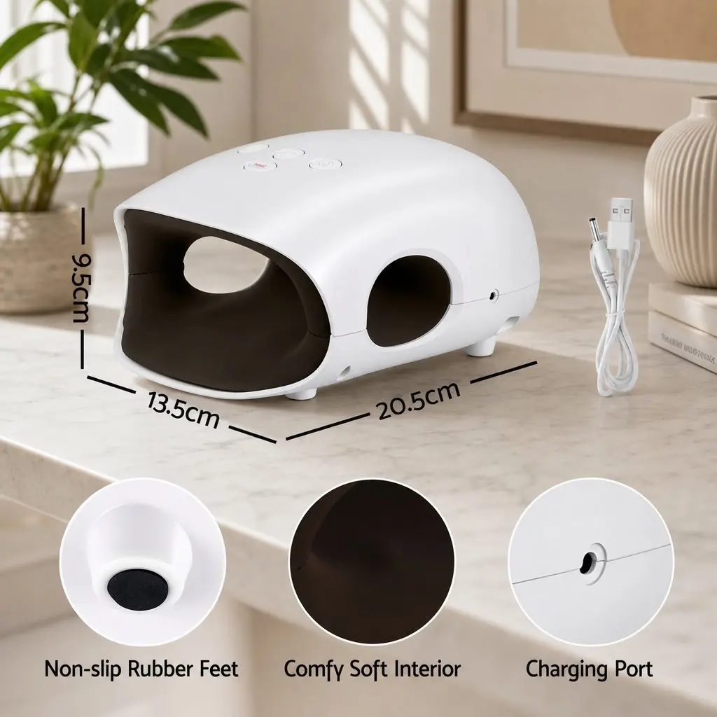 Air Compression Hand Massager White Cordless 3 Modes 3 Intensity Levels Adjustable Heat