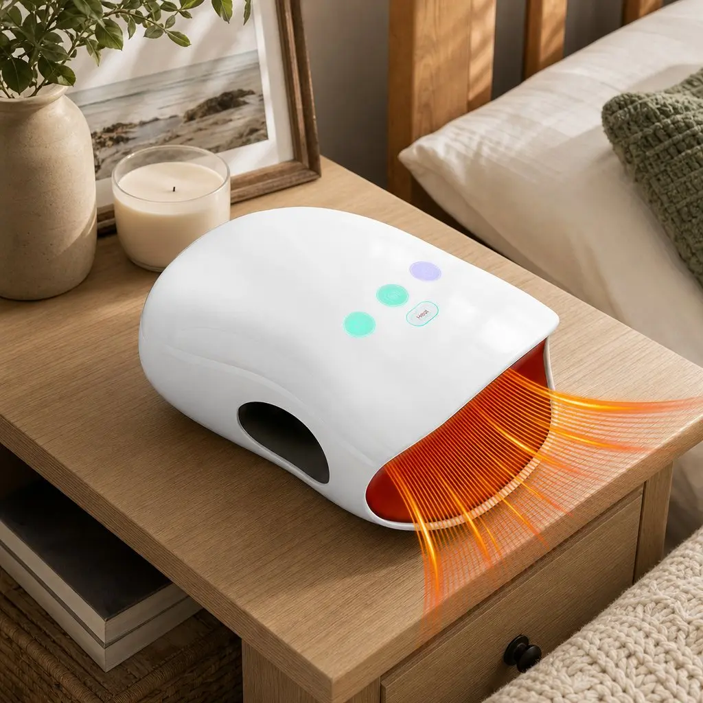 Air Compression Hand Massager White Cordless 3 Modes 3 Intensity Levels Adjustable Heat