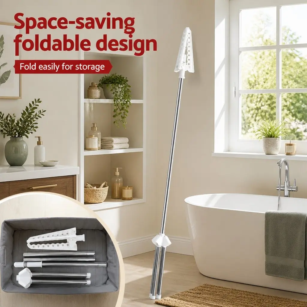 Clothes Rack White 163cm Foldable Space-Saving Drying Stand with 360° Rotary Hanger