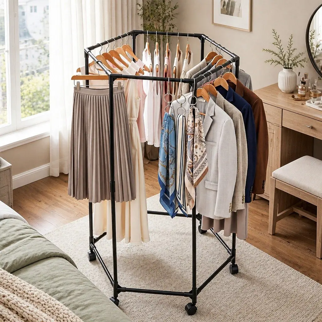 Clothes Rack with Swivel Casters for Easy Use