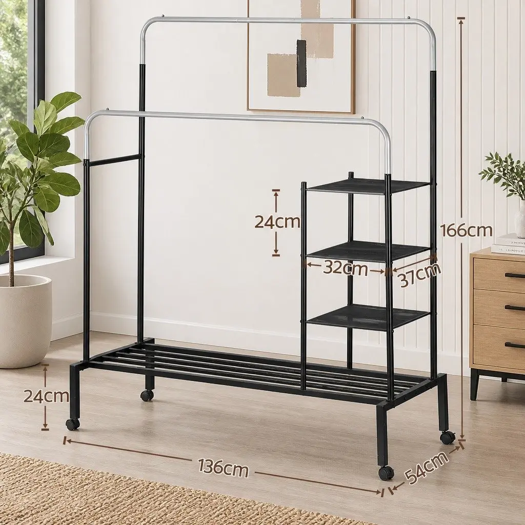 Clothes Rack with Essential Storage Solutions