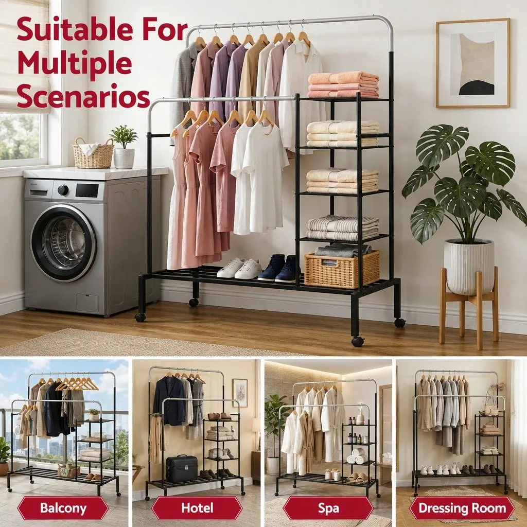 Clothes Rack with Essential Storage Solutions