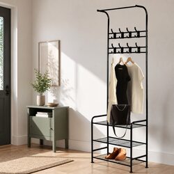 Metal Clothes Rack Coat Stand 179cm High 3-Tier Shelving Hanger Rail Storage