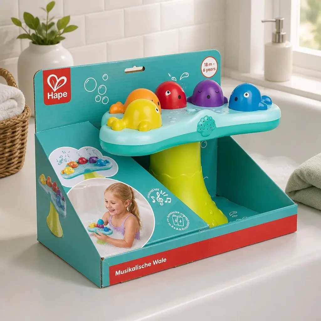 Musical Whale Fountain Bath Toy Colourful 5 Piece Interactive Water Spray Sensory Learning