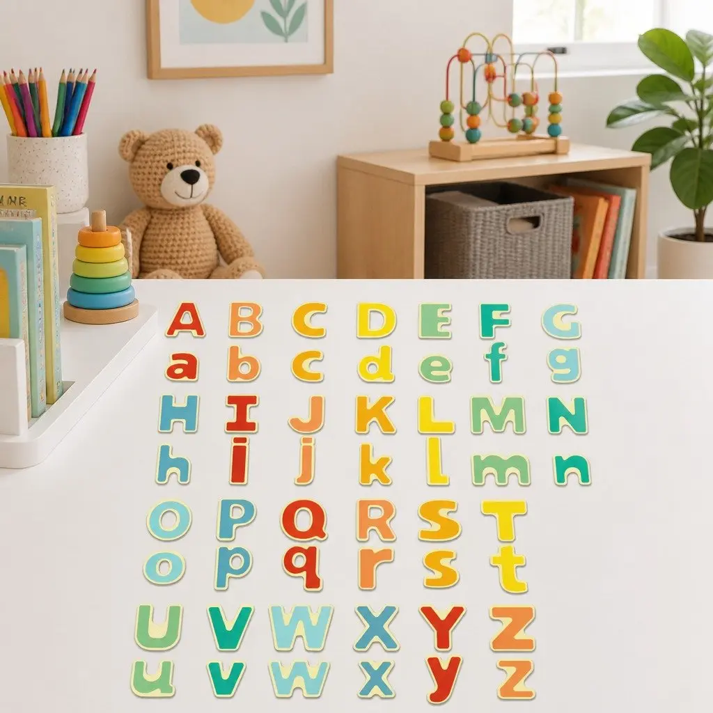 Magnetic Alphabet Learning Set Multicolour 52 Pieces Educational Toy Letter Recognition