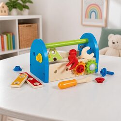 Kids Wooden Tool Box Set 17pc Building Construction Toy Educational Play