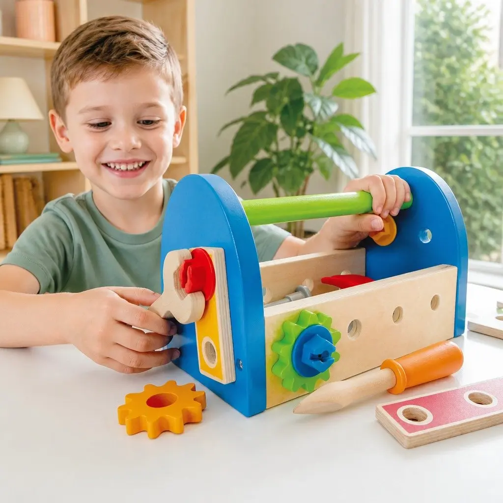 Wooden Tool Set Kids Educational Building Construction Toy 17 Pieces