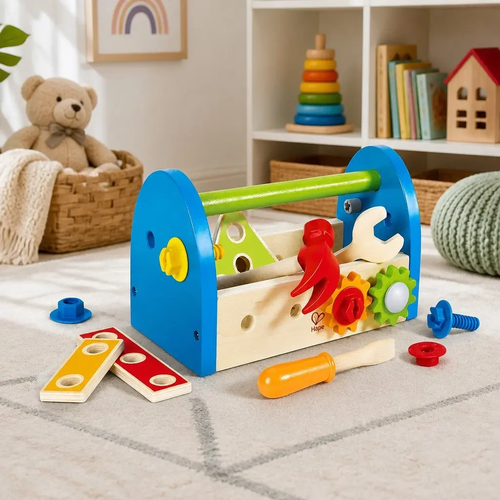 Wooden Tool Set Kids Educational Building Construction Toy 17 Pieces