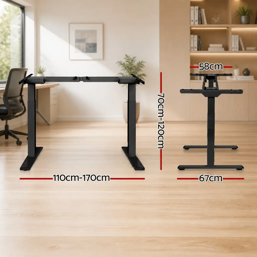 Motorised Standing Desk Frame Black Height Adjustable Dual Motor Office Workstation