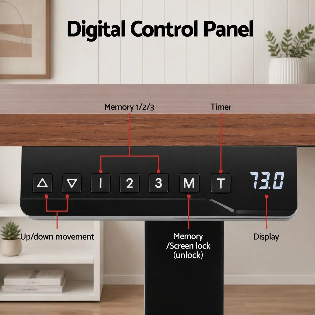 Electric Standing Desk Walnut 140cm Dual Motor Height Adjustable