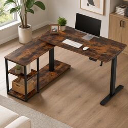Compact L-Shaped Electric Standing Desk with Quiet Operation