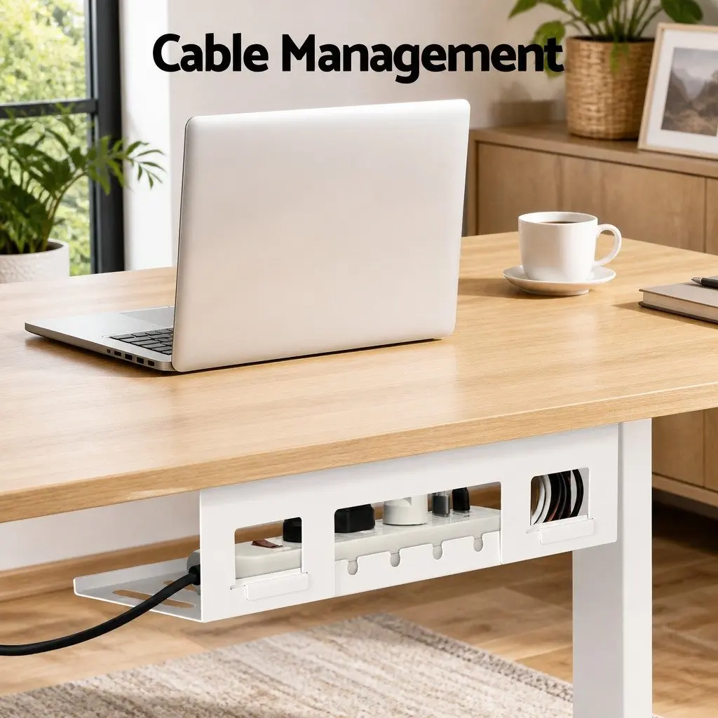 Electric Sit Stand Desk Oak 140CM Height Adjustable Touch Control Workstation