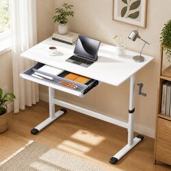 Standing Desk Height Adjustable Workstation 100CM White Computer Study Table