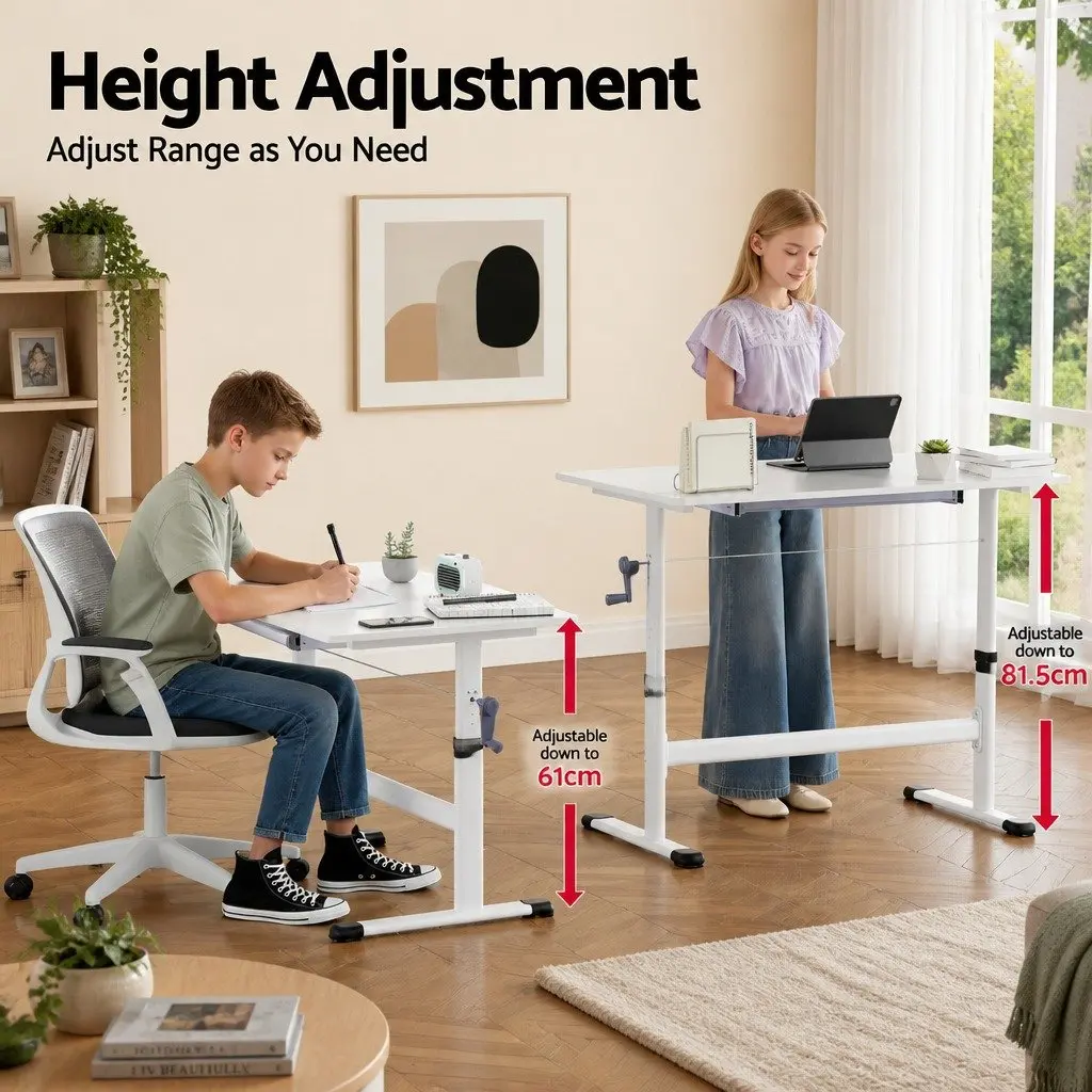 Standing Desk Height Adjustable Workstation 100CM White Computer Study Table