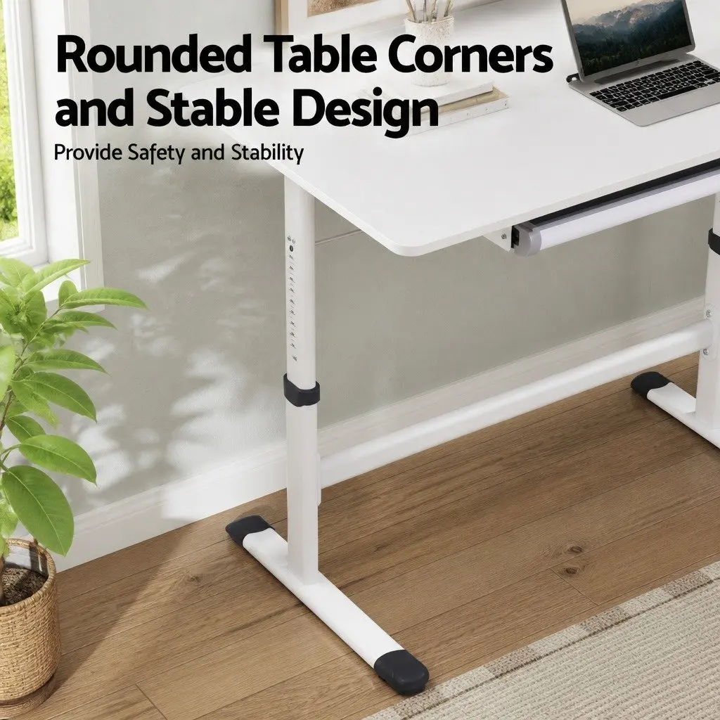 Standing Desk Height Adjustable Workstation 100CM White Computer Study Table
