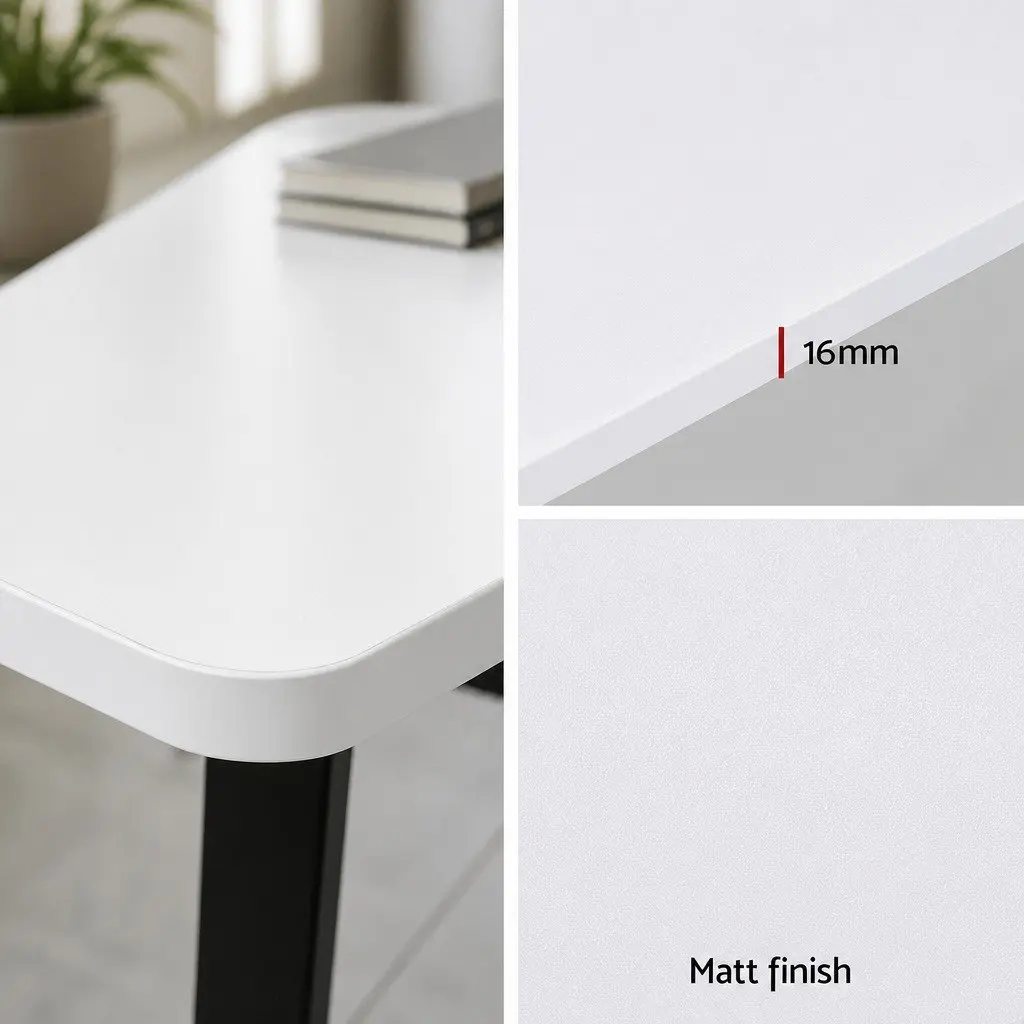 Electric Standing Desk White 140cm Motorised Adjustable Height with Memory Presets