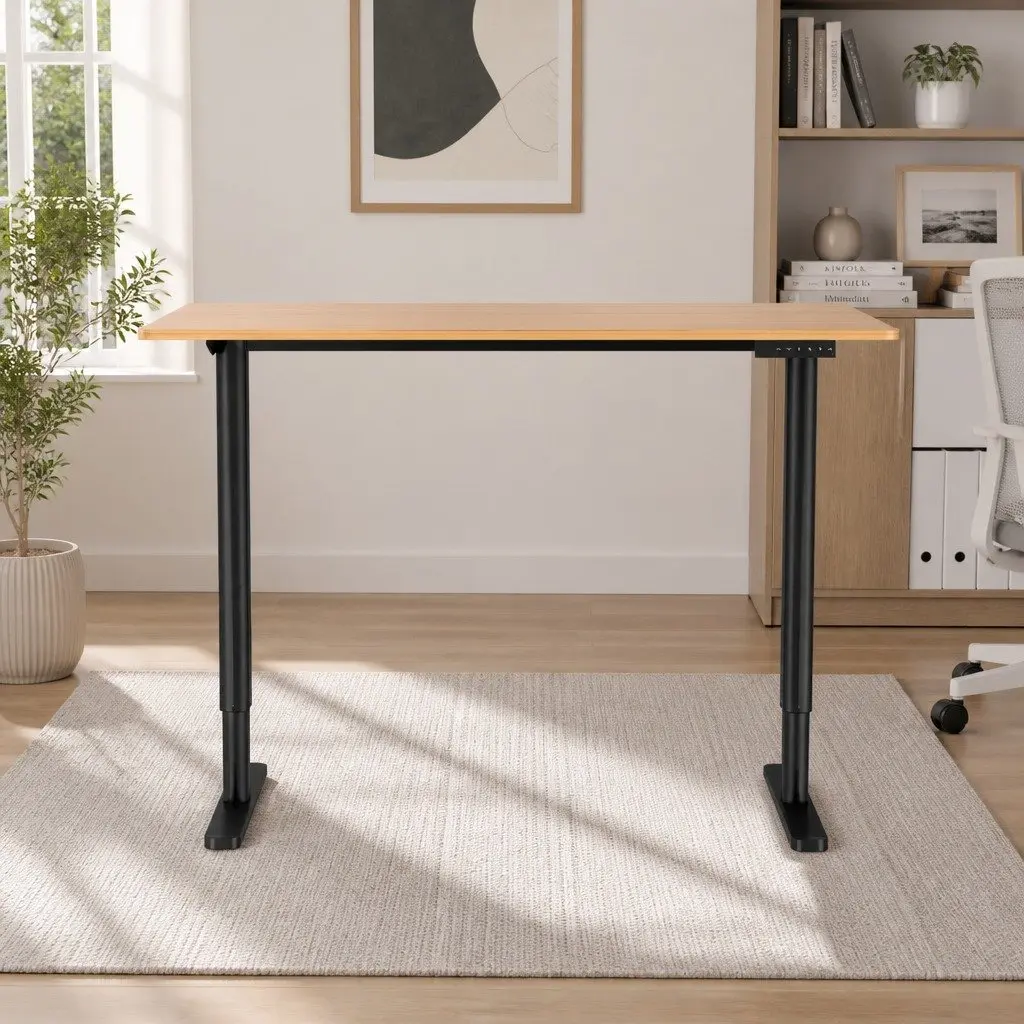 Electric Motorised Adjustable Desk Oak 120cm Height Preset Home Office