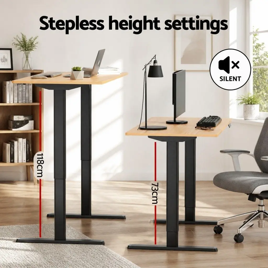 Electric Motorised Adjustable Desk Oak 120cm Height Preset Home Office