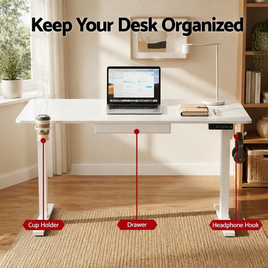 Electric Standing Desk 140cm Adjustable Height Motorised Office Home Work Sit