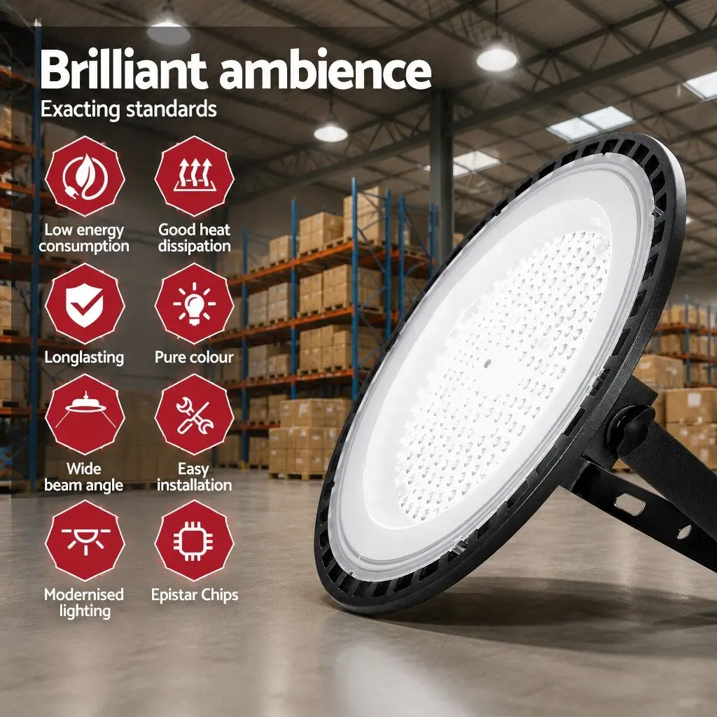 150W LED High Bay Light Black Industrial Workshop Ceiling Lamp Energy Saving