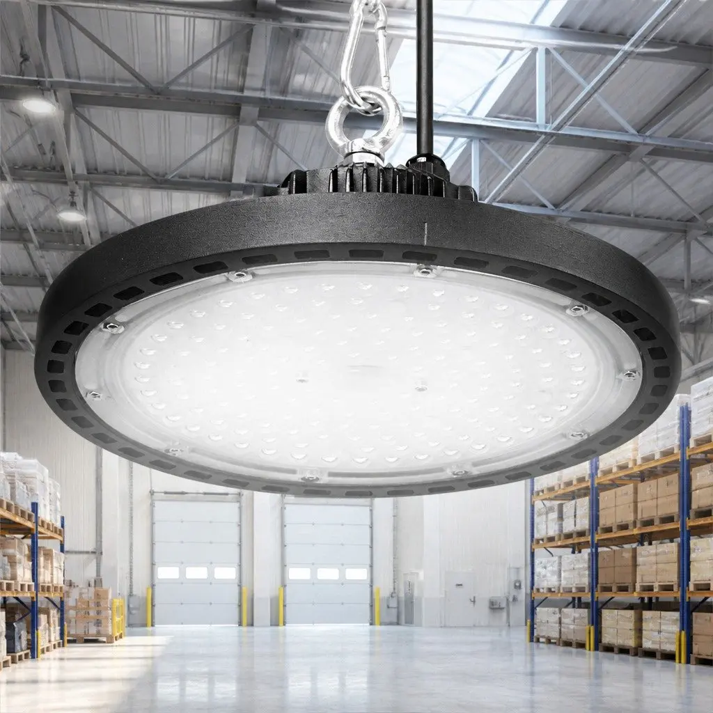 LED High Bay Light 100W UFO Industrial Workshop Warehouse Ceiling Lamp Black