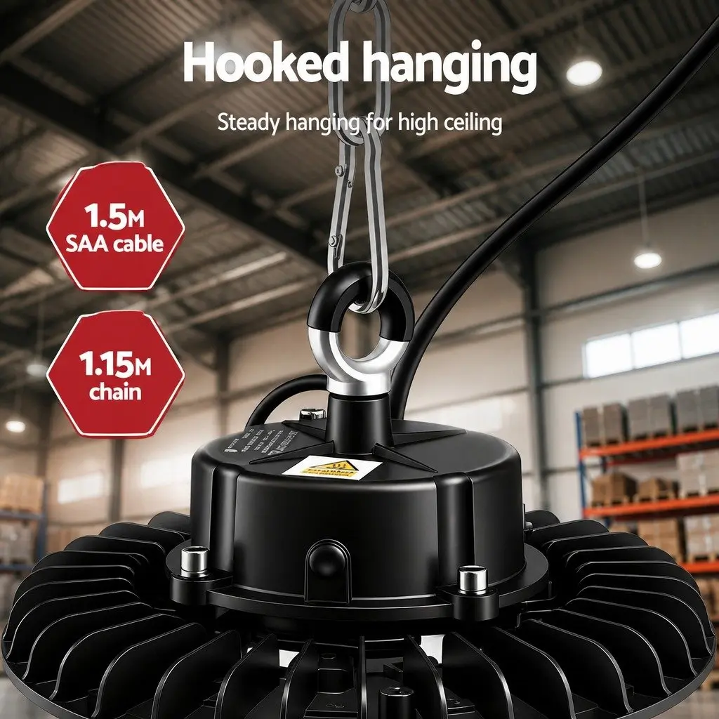 UFO LED High Bay Light 150W Motion Sensor Ceiling Warehouse Industrial Lighting