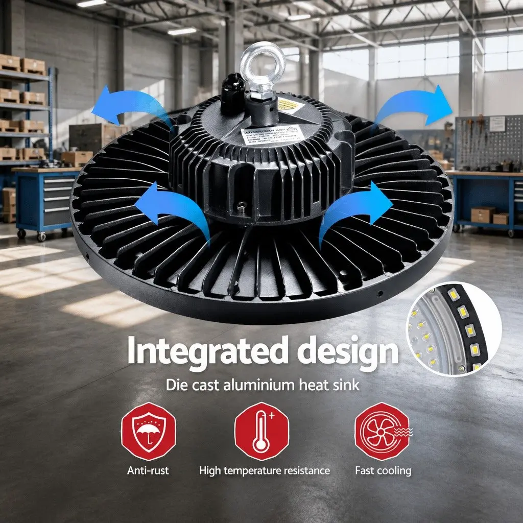LED High Bay Light Black 150W Industrial Workshop Warehouse Ceiling Lamp