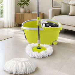 Mop Bucket Set 360 Degree Rotatable Head Microfibre Wet Dry Cleaning