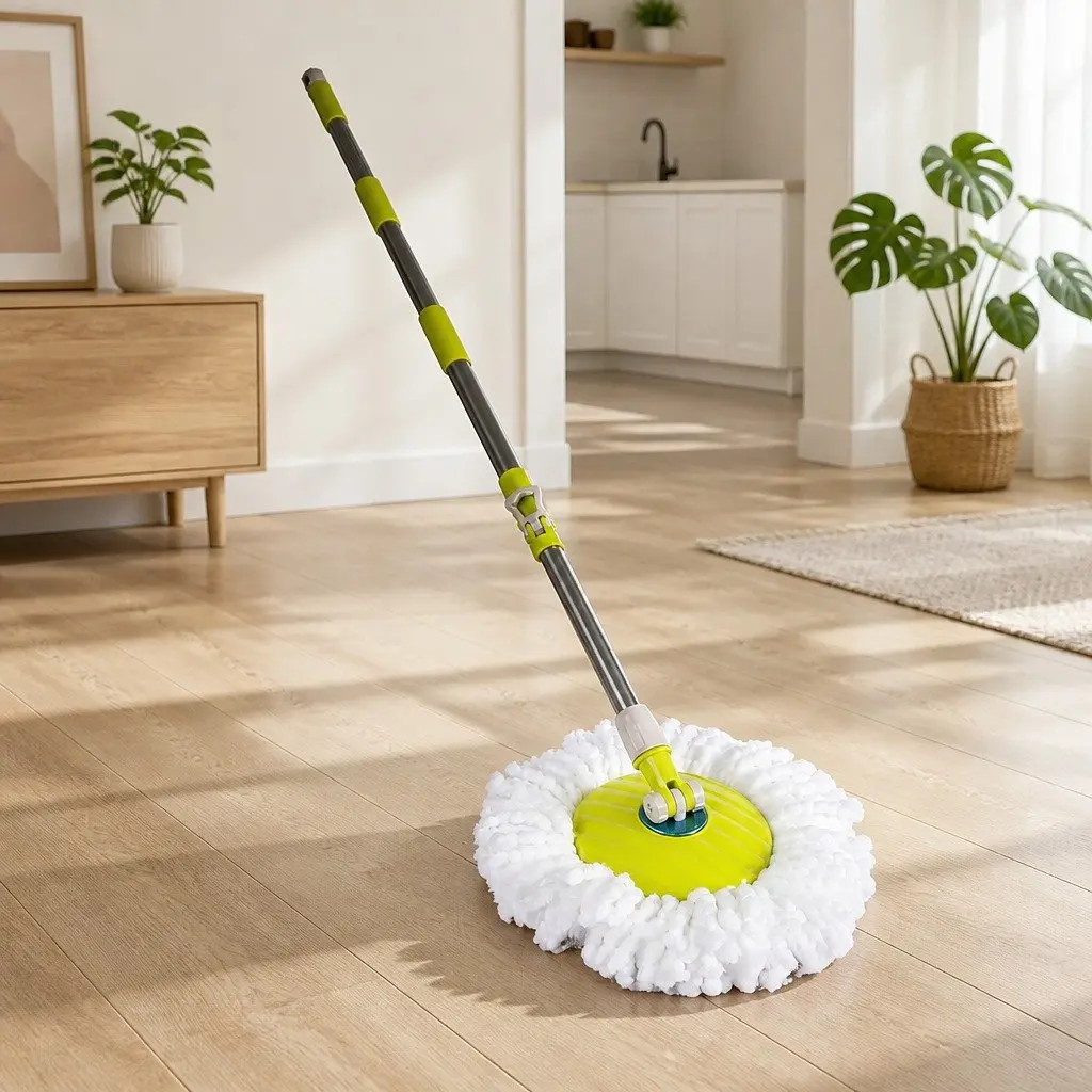 Mop Bucket Set Green 360 Degree Rotatable Head Microfibre Wet Dry Cleaning