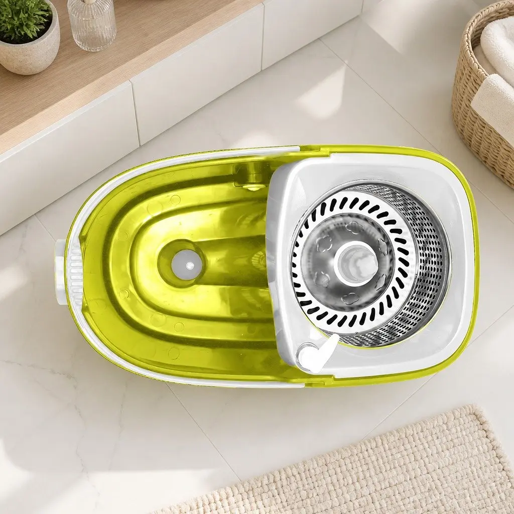 Mop Bucket Set Green 360 Degree Rotatable Head Microfibre Wet Dry Cleaning