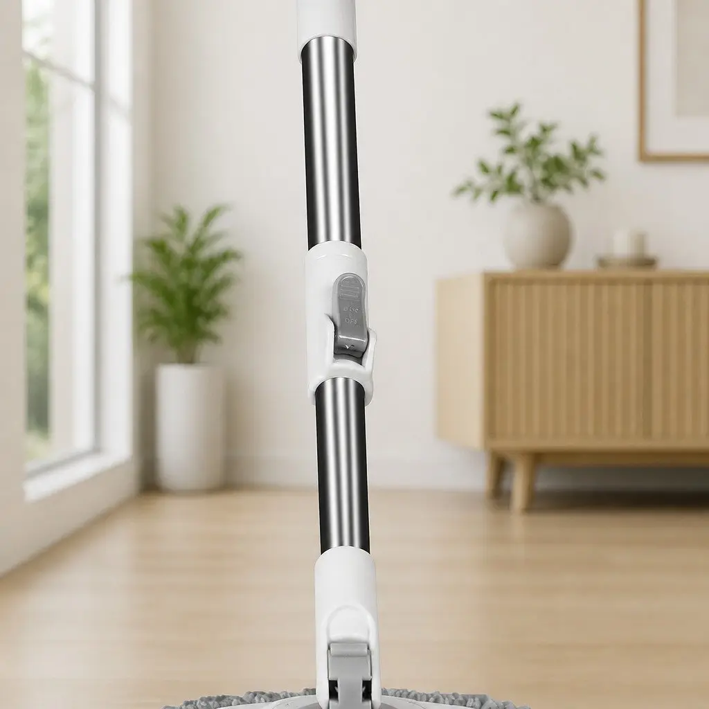 Mop and Bucket Set Grey Adjustable Microfibre Mop Head Wet Dry Cleaning System for Hard Floors