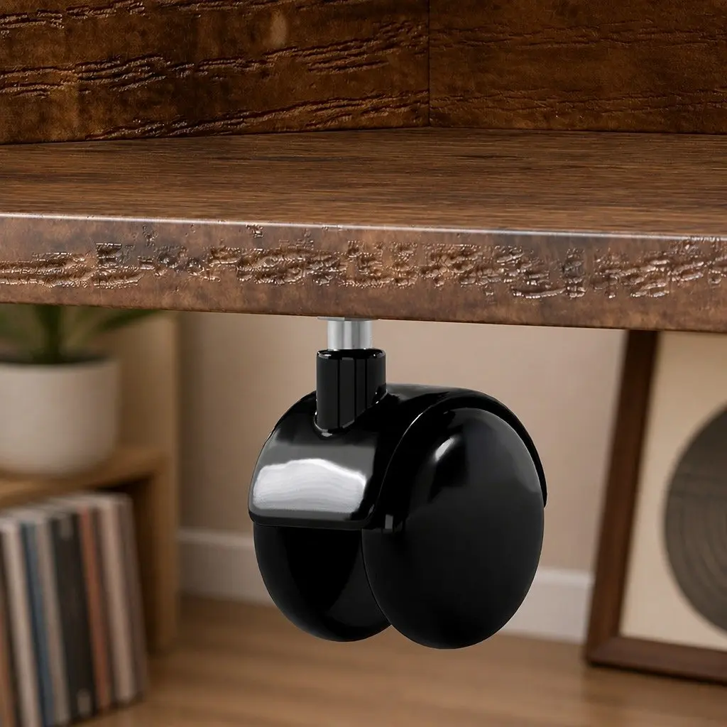 4-Tier Vinyl Record Player Stand Brown Black Storage Rack Holder Display Cabinet
