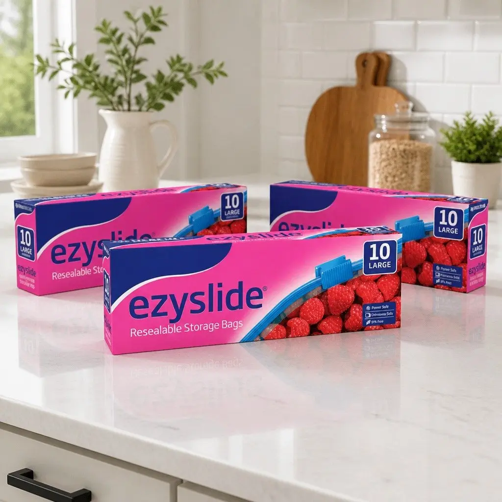 Ezy Slide Large Storage Bags 30pk (3x10pk) Resealable Food Snack Pantry Bags